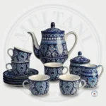 Antique Blue Tea Set – Flower Pattern (6 Person, 15 Pieces)
