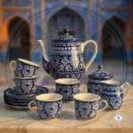 Antique Blue Tea Set – Flower Pattern (6 Person, 15 Pieces) (2)