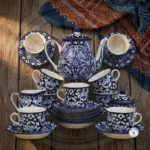 Blue Celico Ceramic Tea Set – 6 Person, 15 Pieces (1)