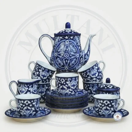 Blue Celico Ceramic Tea Set – 6 Person, 15 Pieces