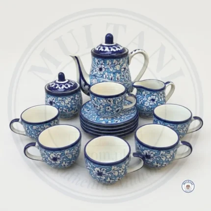 Ceramic Tea Set Breeze Blue Design (6 Person 15 Pieces)