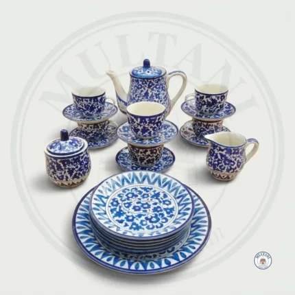 Multani Blue Pottery Nashta Set – 6 Persons (22 Pieces)
