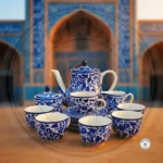 Multani Blue Pottery Tea Set – Hand-Painted Floral Design (8 Person, 19 Pieces)