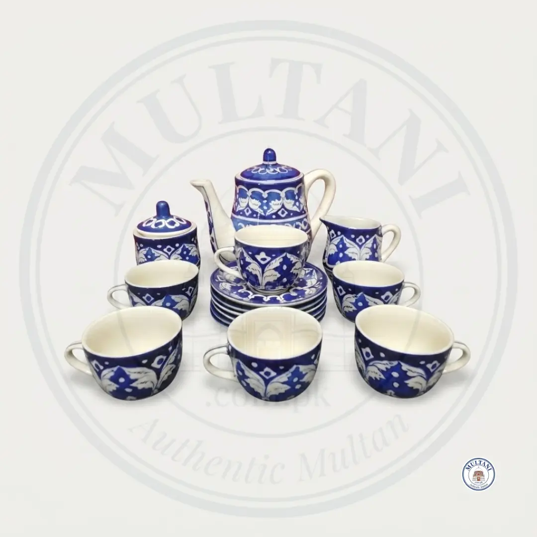 Multani Blue Pottery Tea Set – Handcrafted Design (6 Person, 15 Pieces) Multani Blue Pottery Tea Set – Handcrafted Design (6 Person, 15 Pieces)