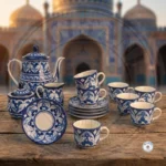 Sandstone Ceramic Tea Set – Blue Felicity Design (6 Person, 15 Pieces) (2)