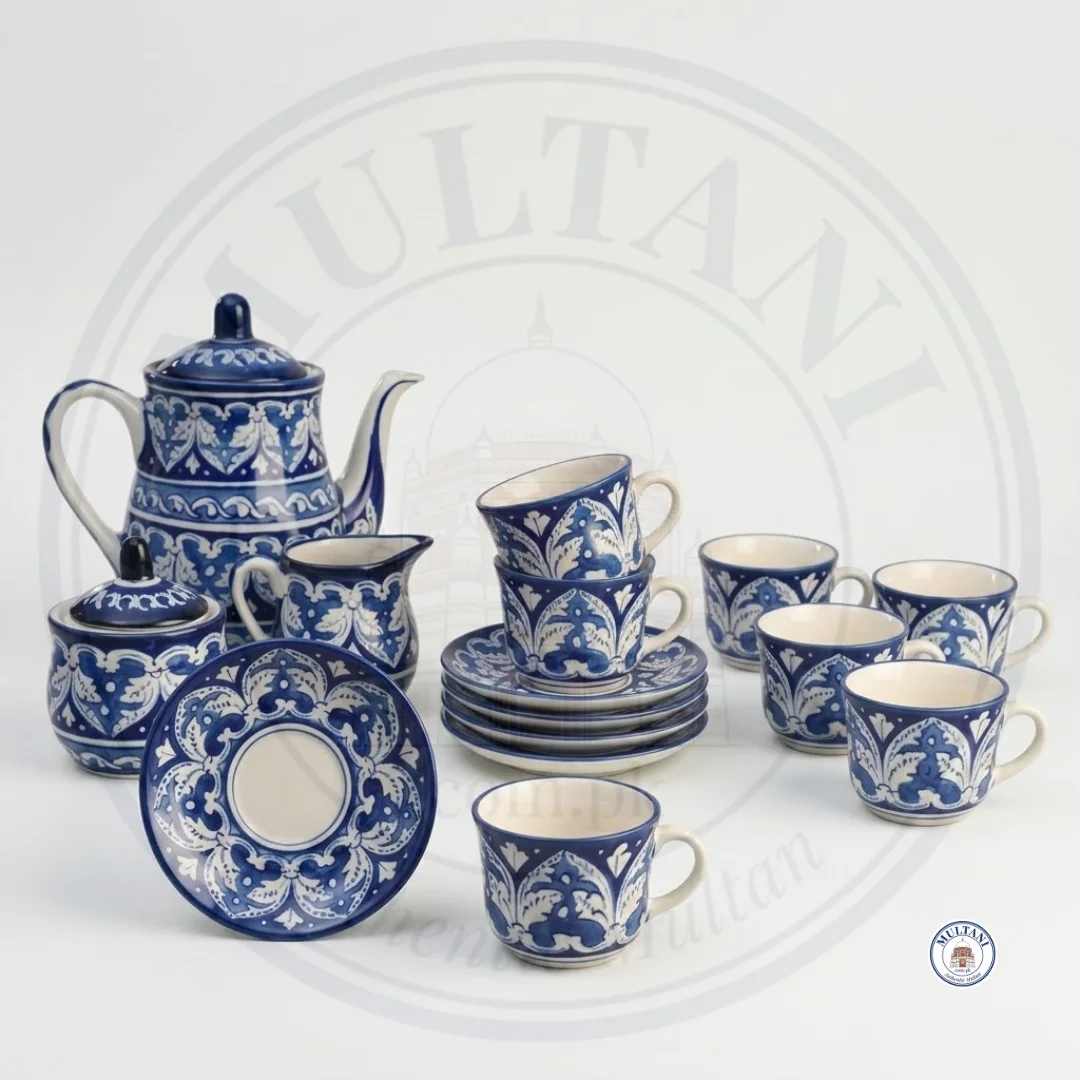 Sandstone Ceramic Tea Set – Blue Felicity Design (6 Person, 15 Pieces) Sandstone Ceramic Tea Set – Blue Felicity Design (6 Person, 15 Pieces)